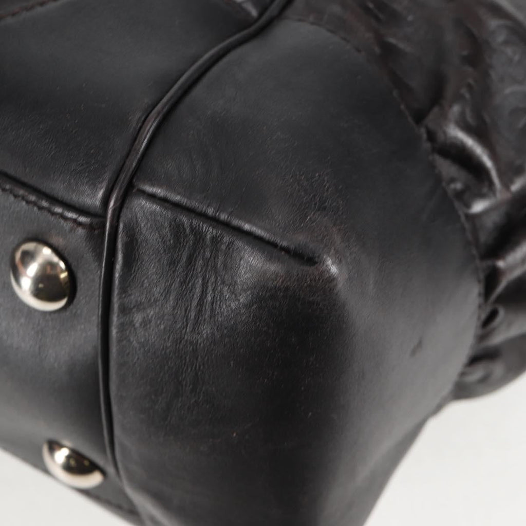 Gucci Full Moon Tote Leather Black Leather Tote Bag Bag (Pre-Owned)