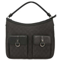 Gucci Abbey Pocket Hobo Gg Canvas Gray Canvas Handbag (Pre-Owned)