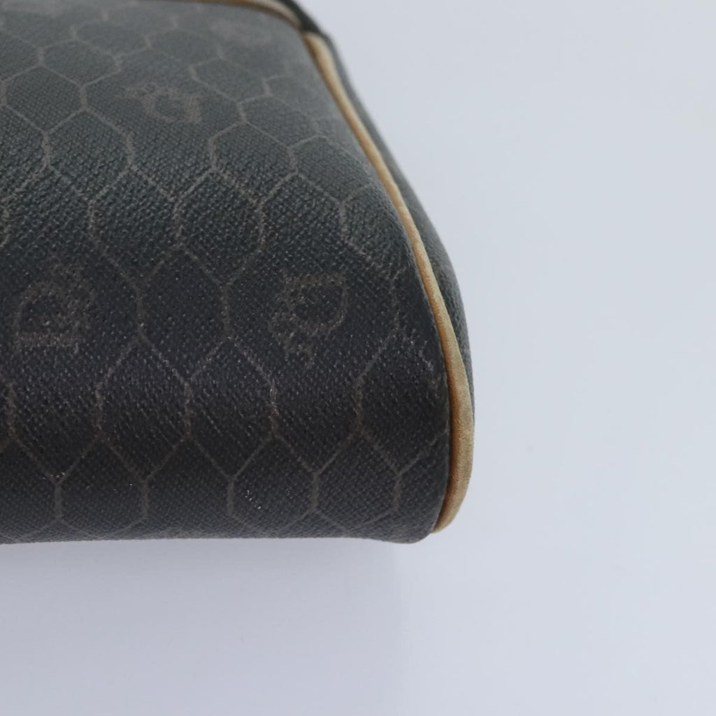 Christian Dior Vintage Honeycomb Zip Pouch Canvas And Leather Black Canvas Clutche & Pouche Bag (Pre-Owned)