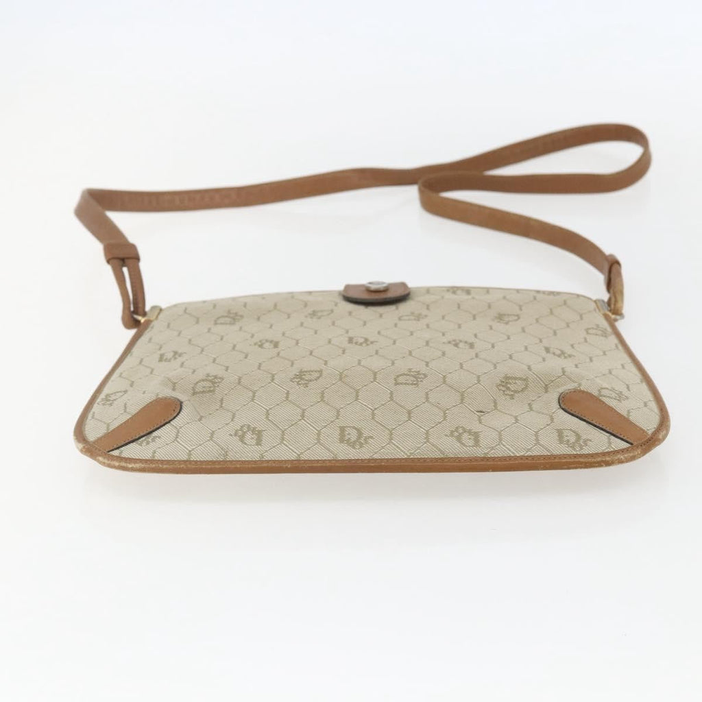 Christian Dior Vintage Honeycomb Shoulder Bag Canvas And Leather Beige Canvas Shoulder Bag Bag (Pre-Owned)