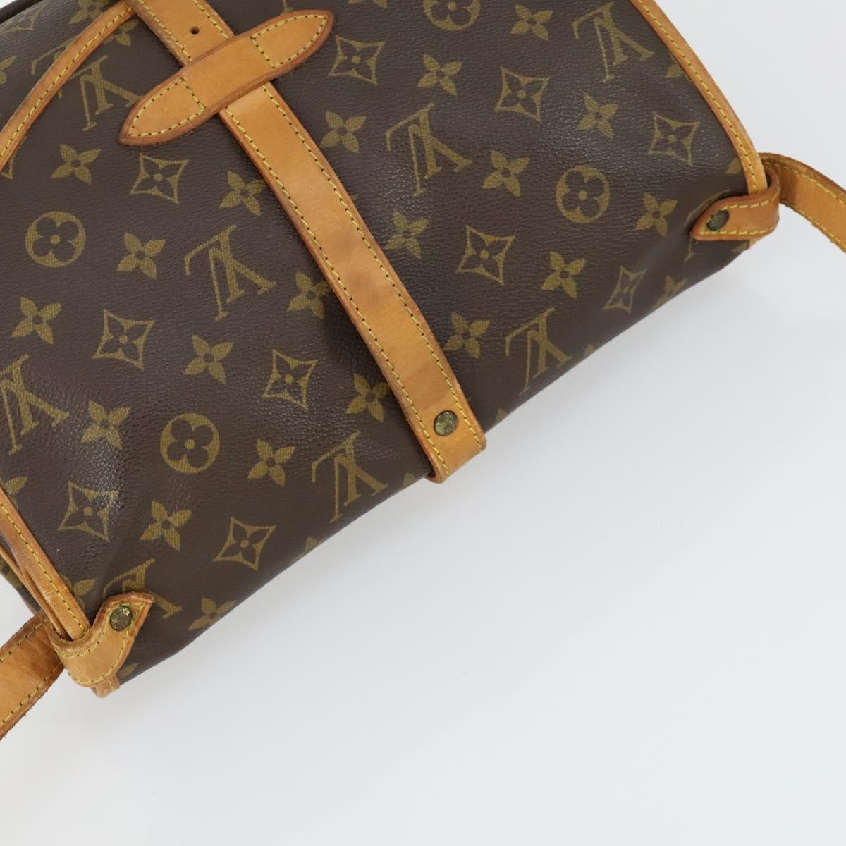 Louis Vuitton Saumur Handbag Monogram Canvas Brown Canvas Shoulder Bag