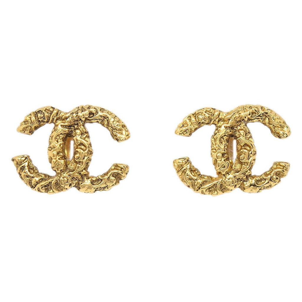 Chanel Cc Clip On Earrings Metal Gold Gold_Plated Earrings Jewelry