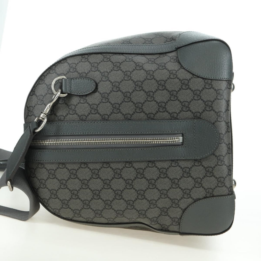 Gucci Web Trim Weekend Duffle Bag Gg Coated Canvas Gray Pvc Handbag (Pre-Owned)