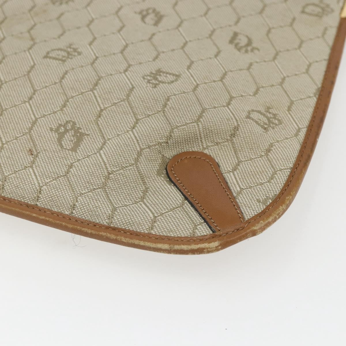 Christian Dior Vintage Honeycomb Shoulder Bag Canvas And Leather Beige Canvas Shoulder Bag Bag (Pre-Owned)