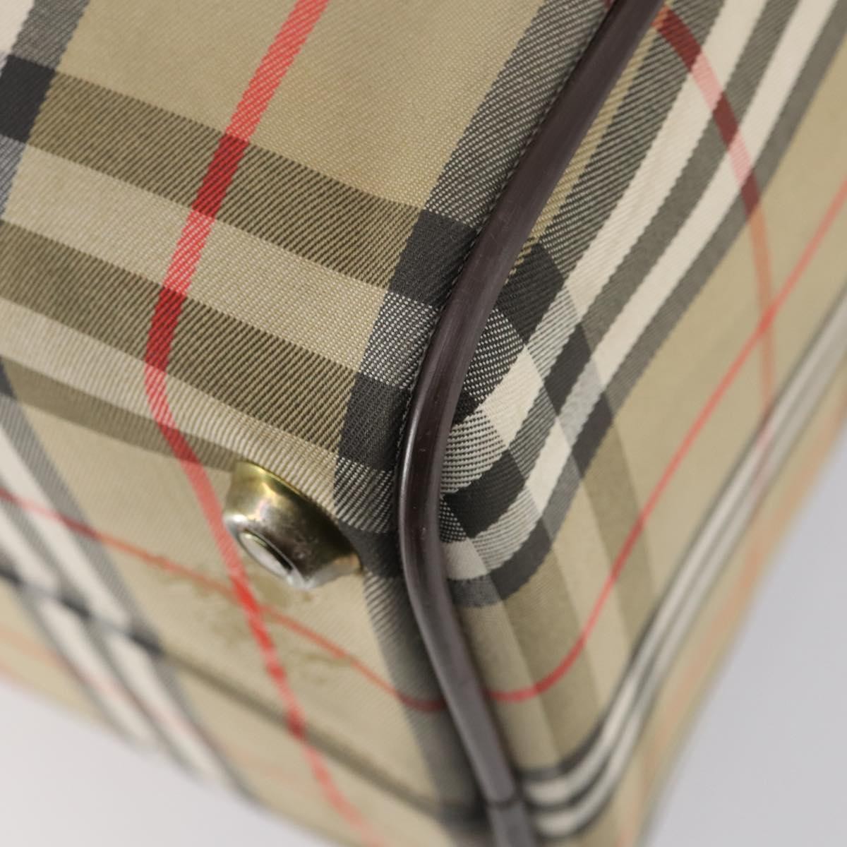 Burberry Vintage Duffle Bag Haymarket Canvas Beige Canvas Travel Bag
