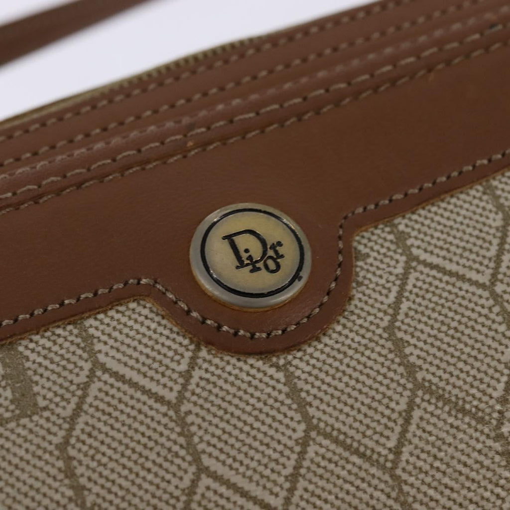 Christian Dior Vintage Honeycomb Shoulder Bag Canvas And Leather Beige Canvas Bag (Pre-Owned)