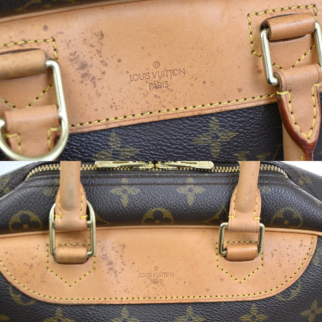 Louis Vuitton Deauville Handbag Monogram Canvas Brown Leather Handbag