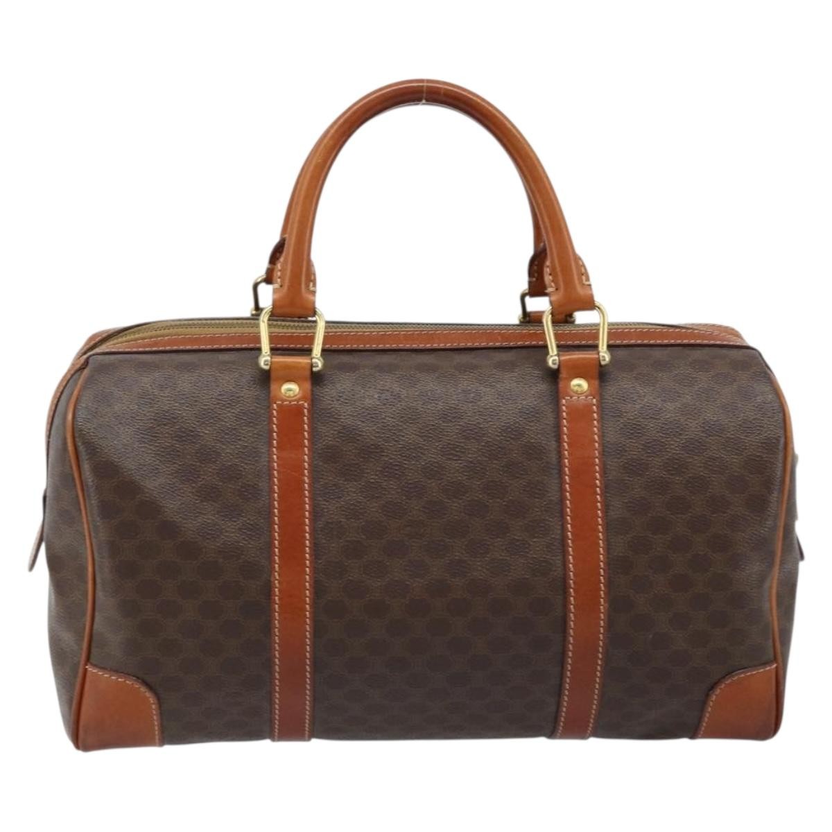 Celine Vintage Duffle Bag Canvas And Leather Brown Canvas Travel Bag Bag