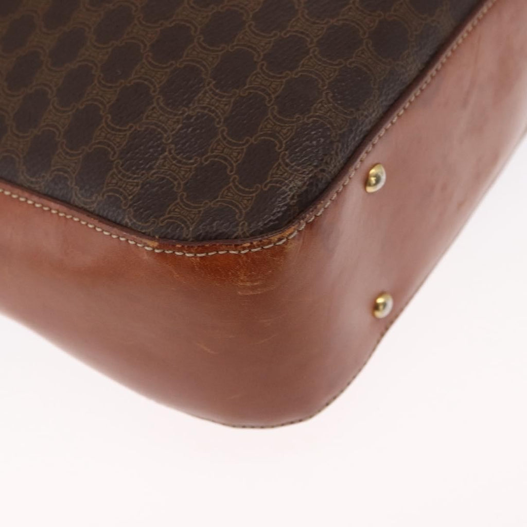 Celine Vintage Macadam Shoulder Bag Canvas And Leather Brown Canvas Shoulder Bag Bag