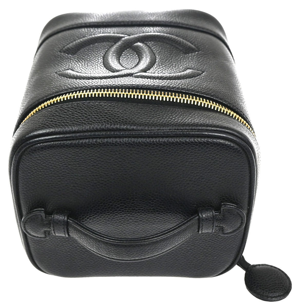Chanel Vintage Timeless Cosmetic Case Caviar Black Leather Handbag