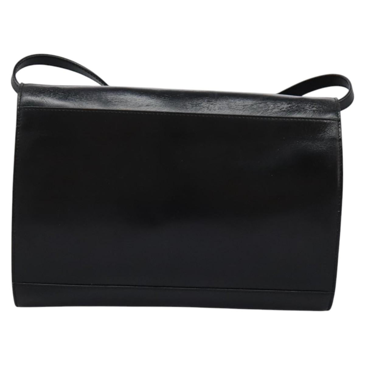 Celine Vintage Circle Logo Crossbody Bag Leather Black Leather Bag
