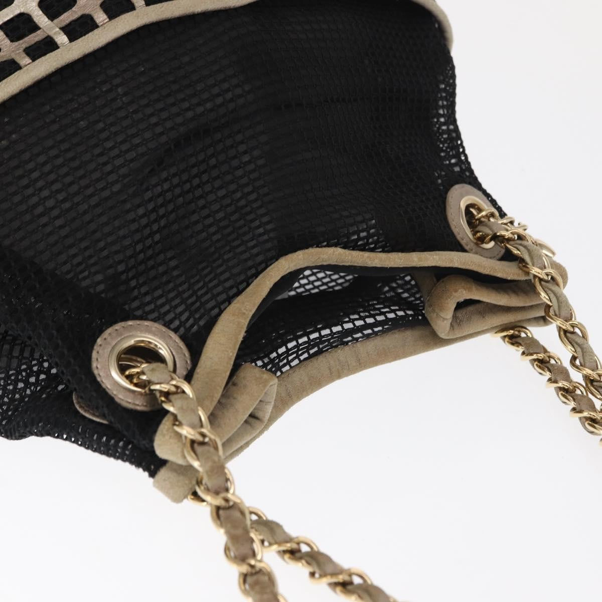 Chanel Chain Bucket Bag Mesh And Leather Black Leather Shoulder Bag Bag