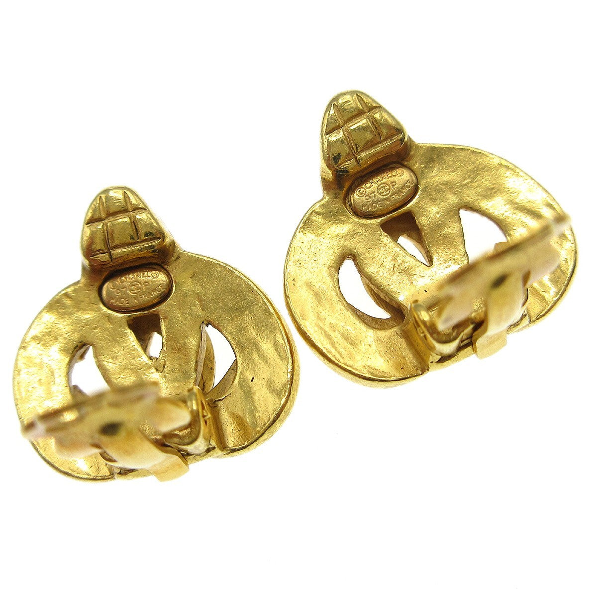Chanel Vintage Cc Heart Clip-On Earrings Metal Gold Gold_Plated Earrings Jewelry