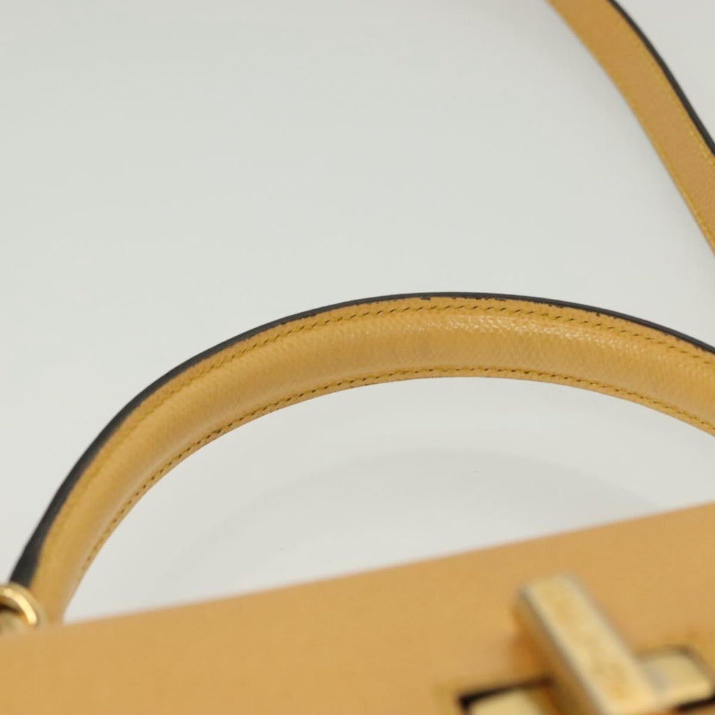 Celine Vintage Convertible Turnlock Top Handle Bag Leather Yellow Leather Bag