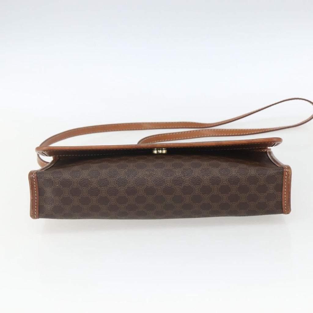 Celine Vintage Macadam Shoulder Bag Canvas And Leather Brown Canvas Shoulder Bag Bag