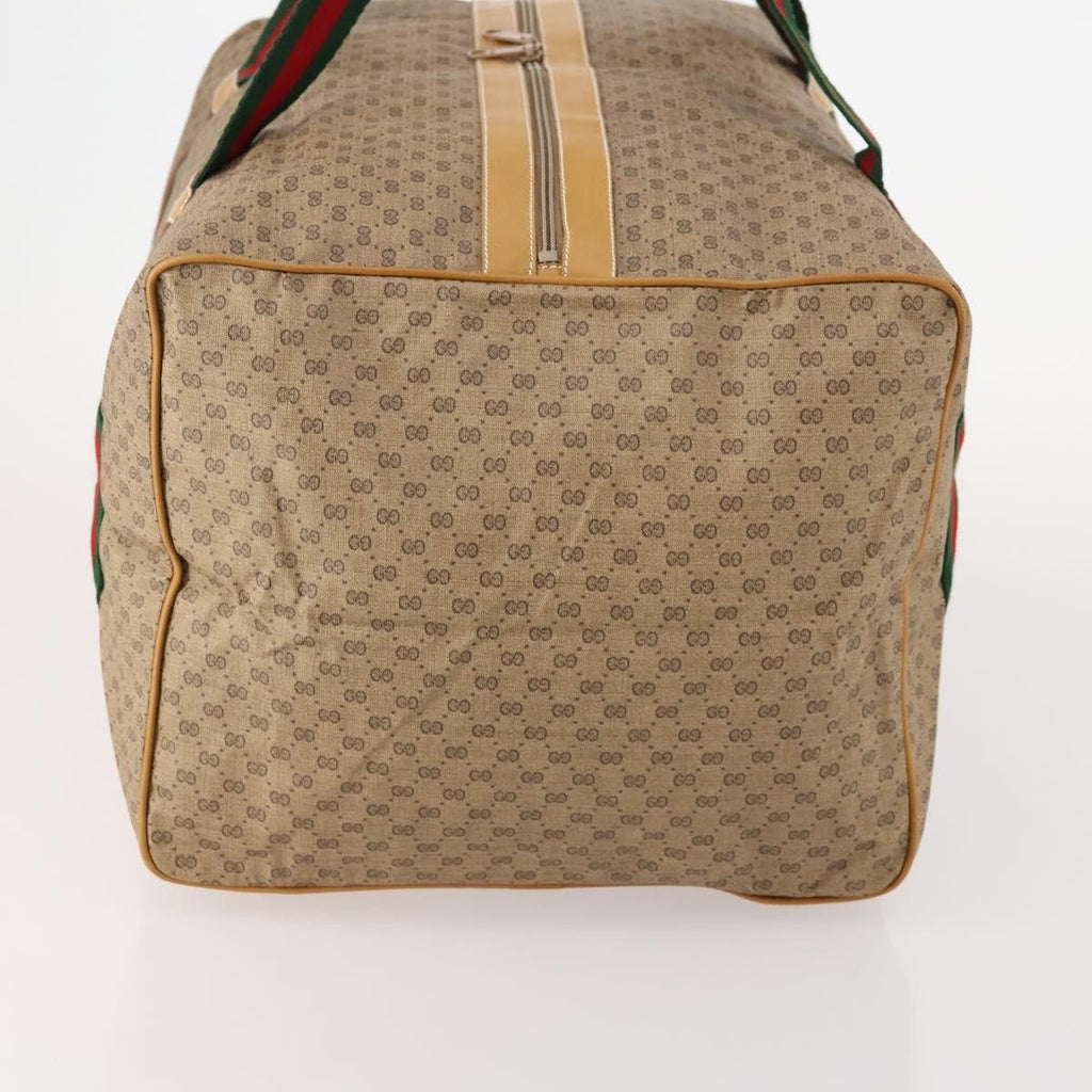 Gucci Web Trim Weekend Duffle Bag Gg Coated Canvas Beige Canvas Travel Bag Bag (Pre-Owned)