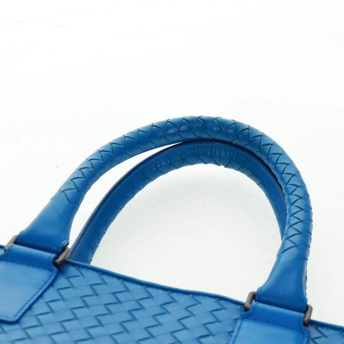 Bottega Veneta Top Zip Briefcase Intrecciato Nappa Blue Leather Briefcase Bag