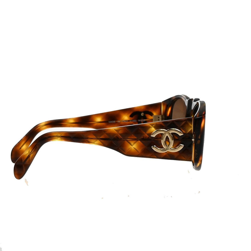 Chanel Cc Logo Matelasse Sunglasses Eye Wear Plastic Brown Plastic Sunglasse Accessory