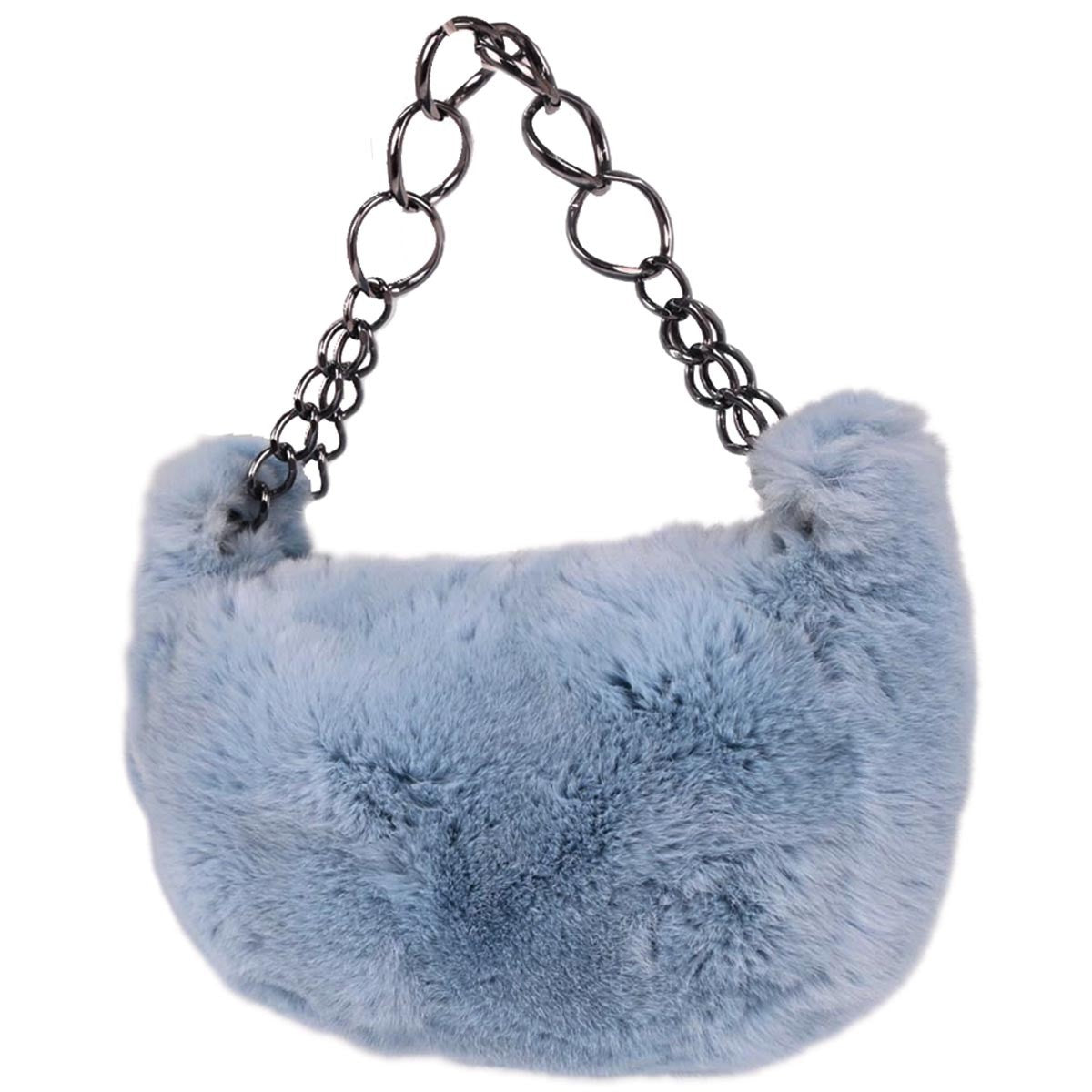 Chanel Chain Hobo Lapin Fur Blue Fur Handbag