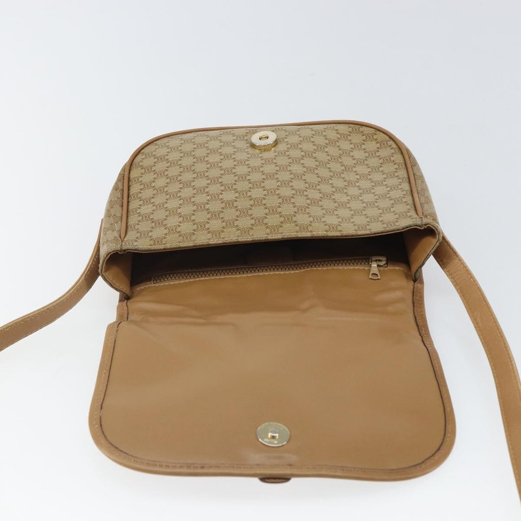 Celine Vintage Macadam Shoulder Bag Canvas Beige Canvas Shoulder Bag Bag