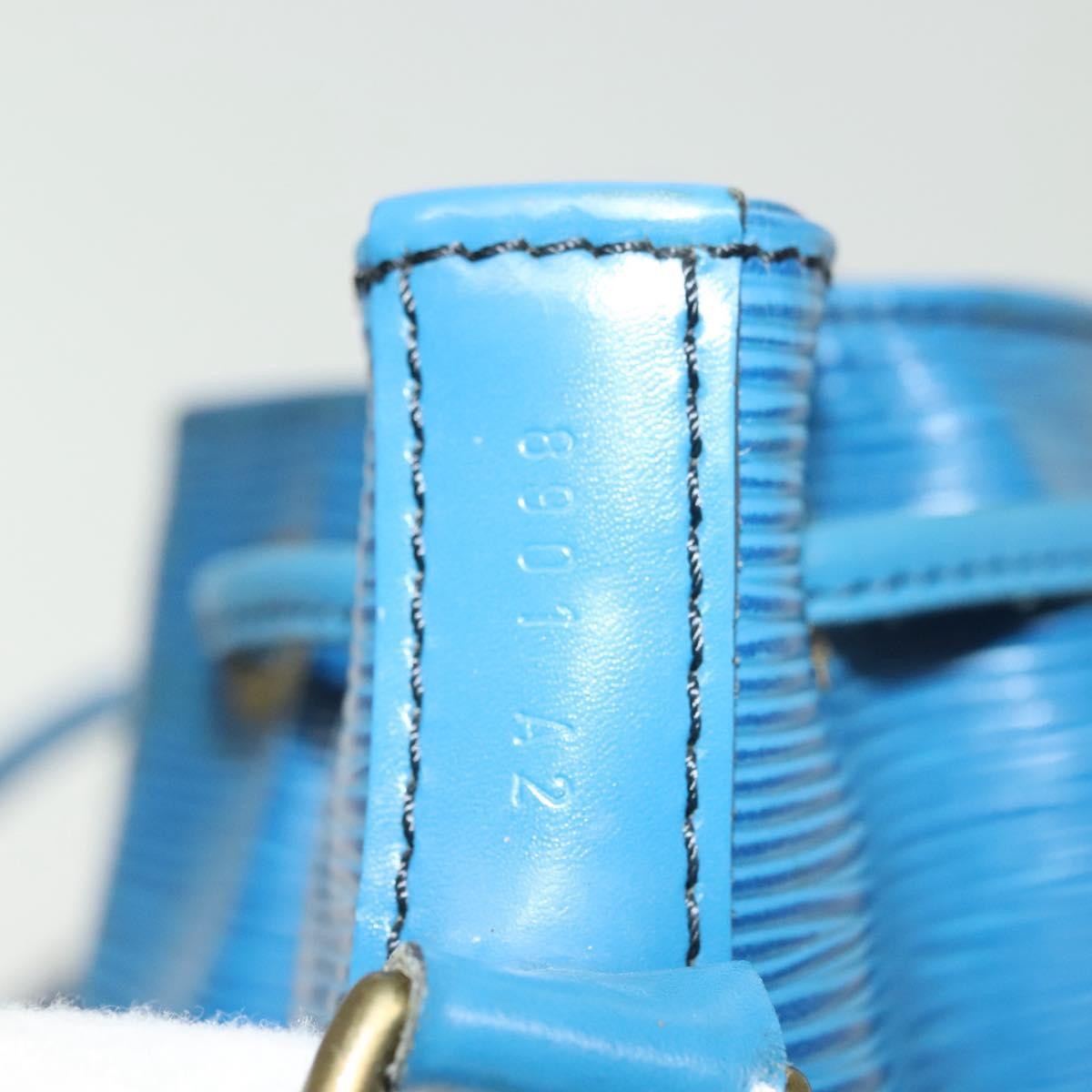 Louis Vuitton Petit Noe Handbag Epi Leather Blue Leather Bag