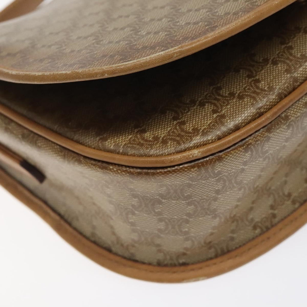 Celine Vintage Macadam Shoulder Bag Canvas And Leather Beige Canvas Shoulder Bag Bag