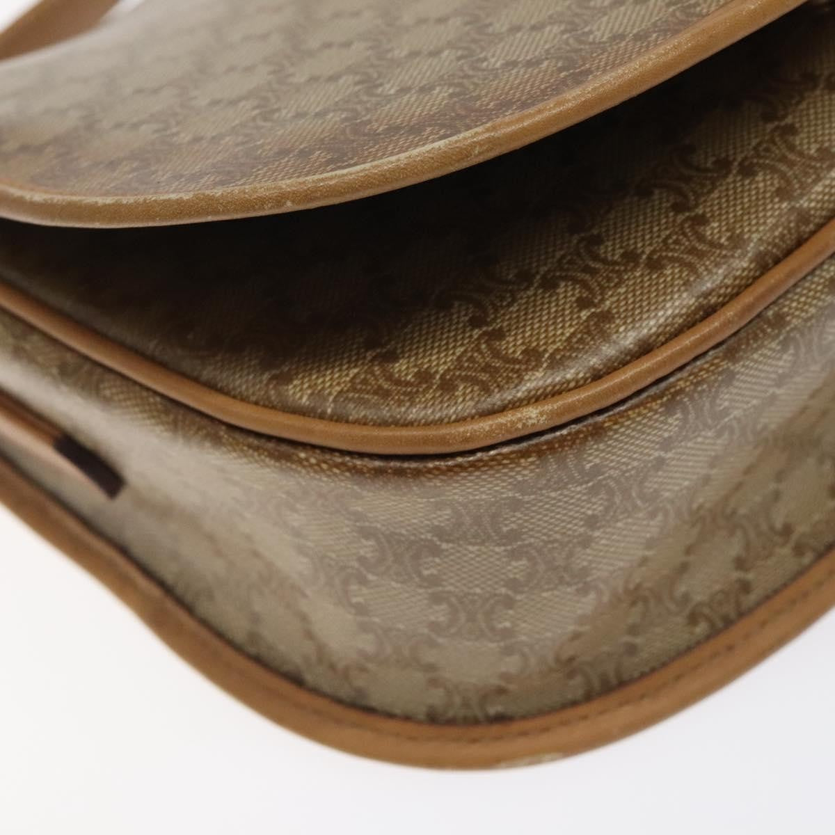 Celine Vintage Macadam Shoulder Bag Canvas And Leather Beige Canvas Shoulder Bag Bag