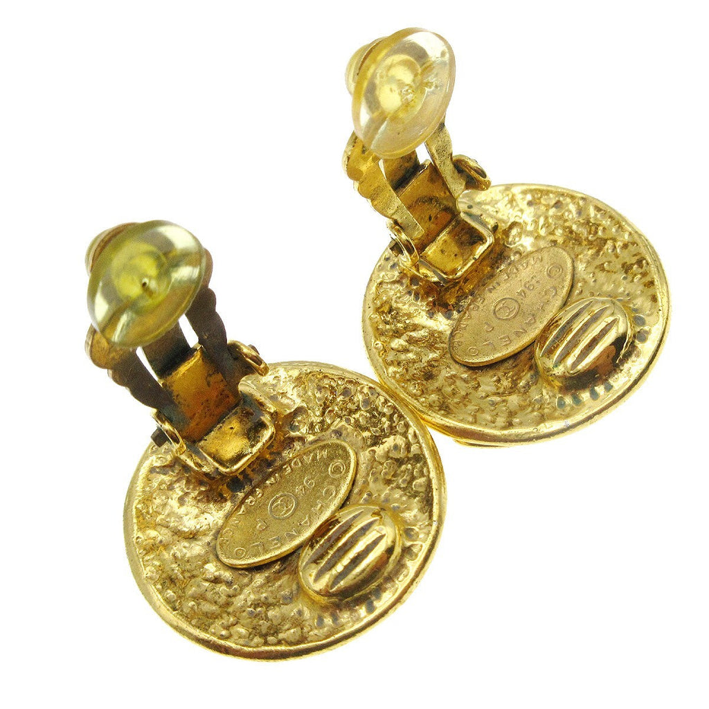 Chanel Cc Button Clip-On Earrings Metal Gold Gold_Plated Earrings Jewelry