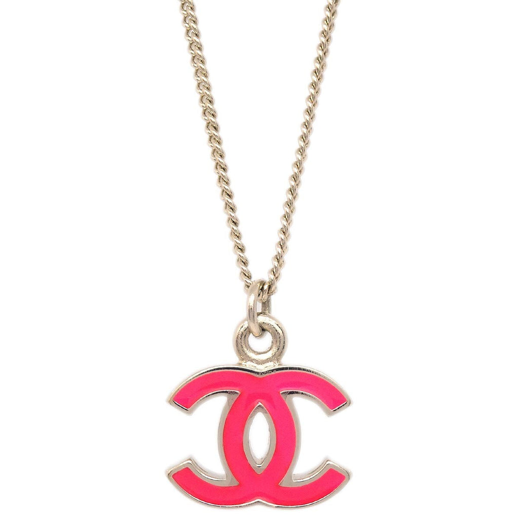 Chanel Cc Logo Pendant Necklace Metal Silver Silver_Plated Necklace Jewelry