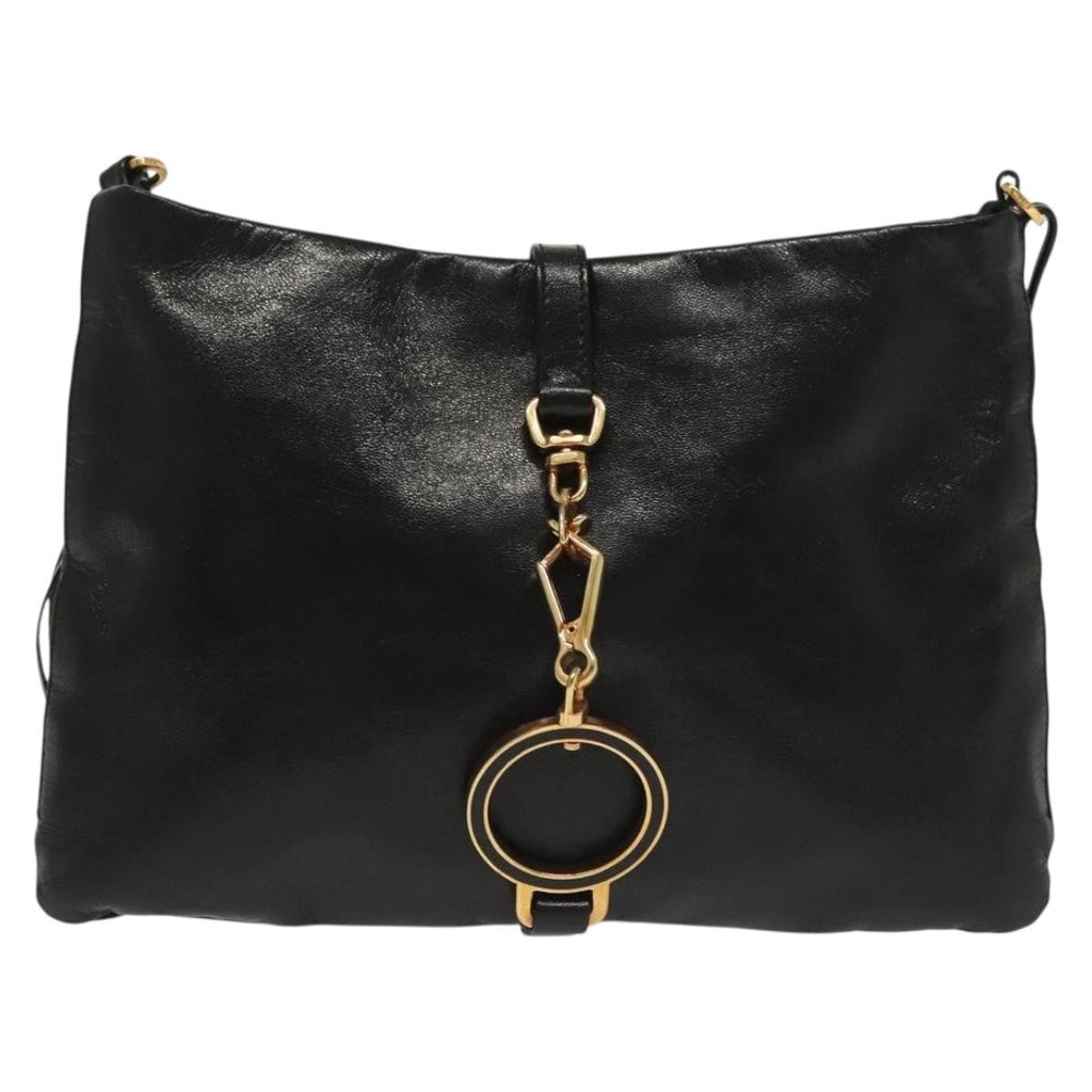 Prada Bow Shoulder Bag Vernice Saffiano Leather Black Leather Bag