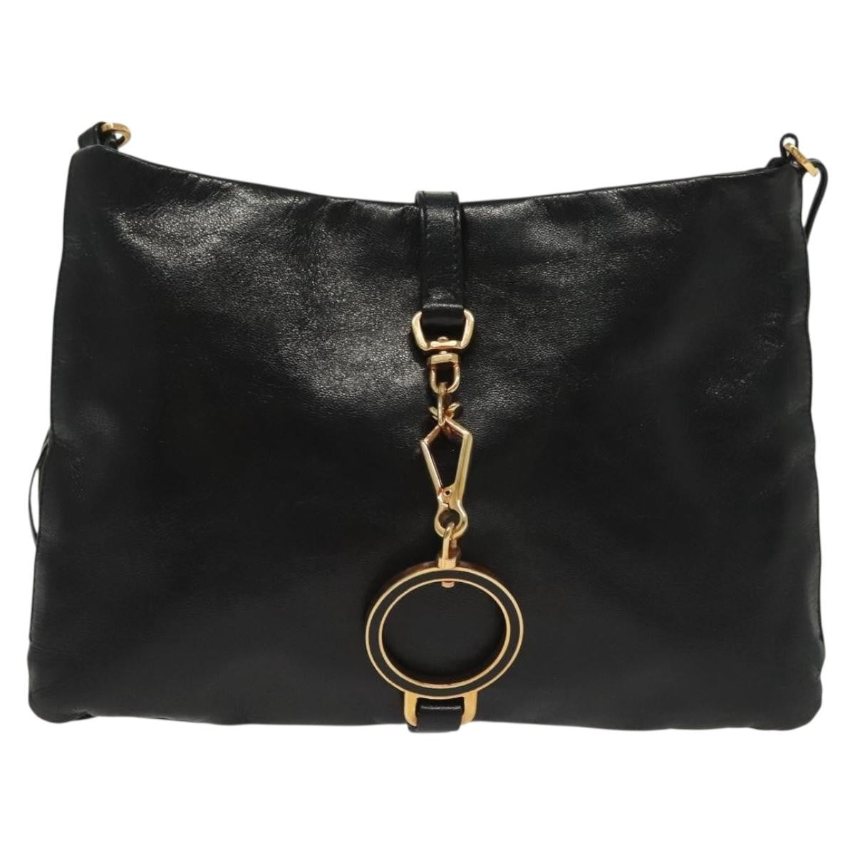 Prada Bow Shoulder Bag Vernice Saffiano Leather Black Leather Bag