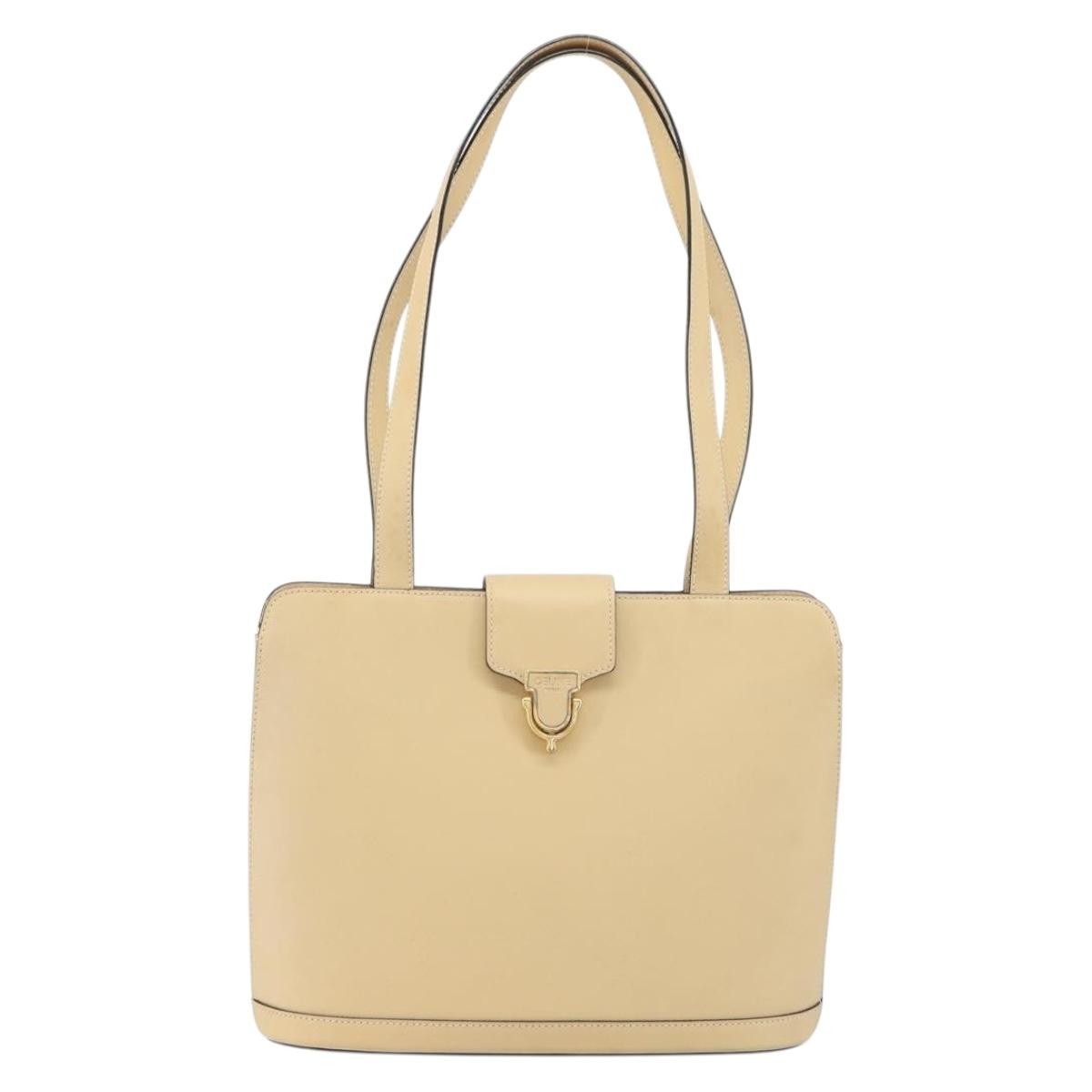 Celine Vintage Shoulder Bag Leather Beige Leather Shoulder Bag Bag