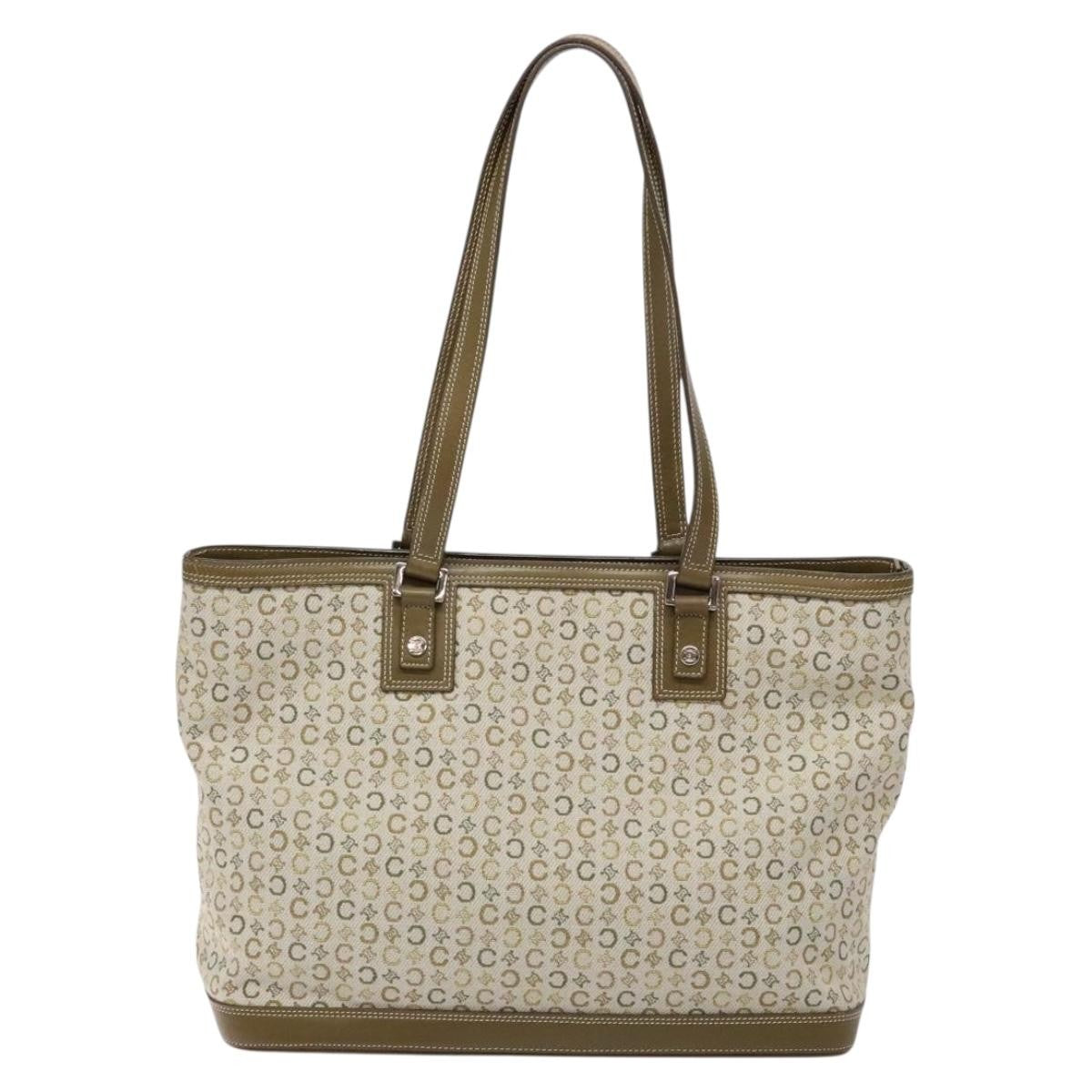 Celine Vintage Macadam Shoulder Bag Canvas Khaki Canvas Bag