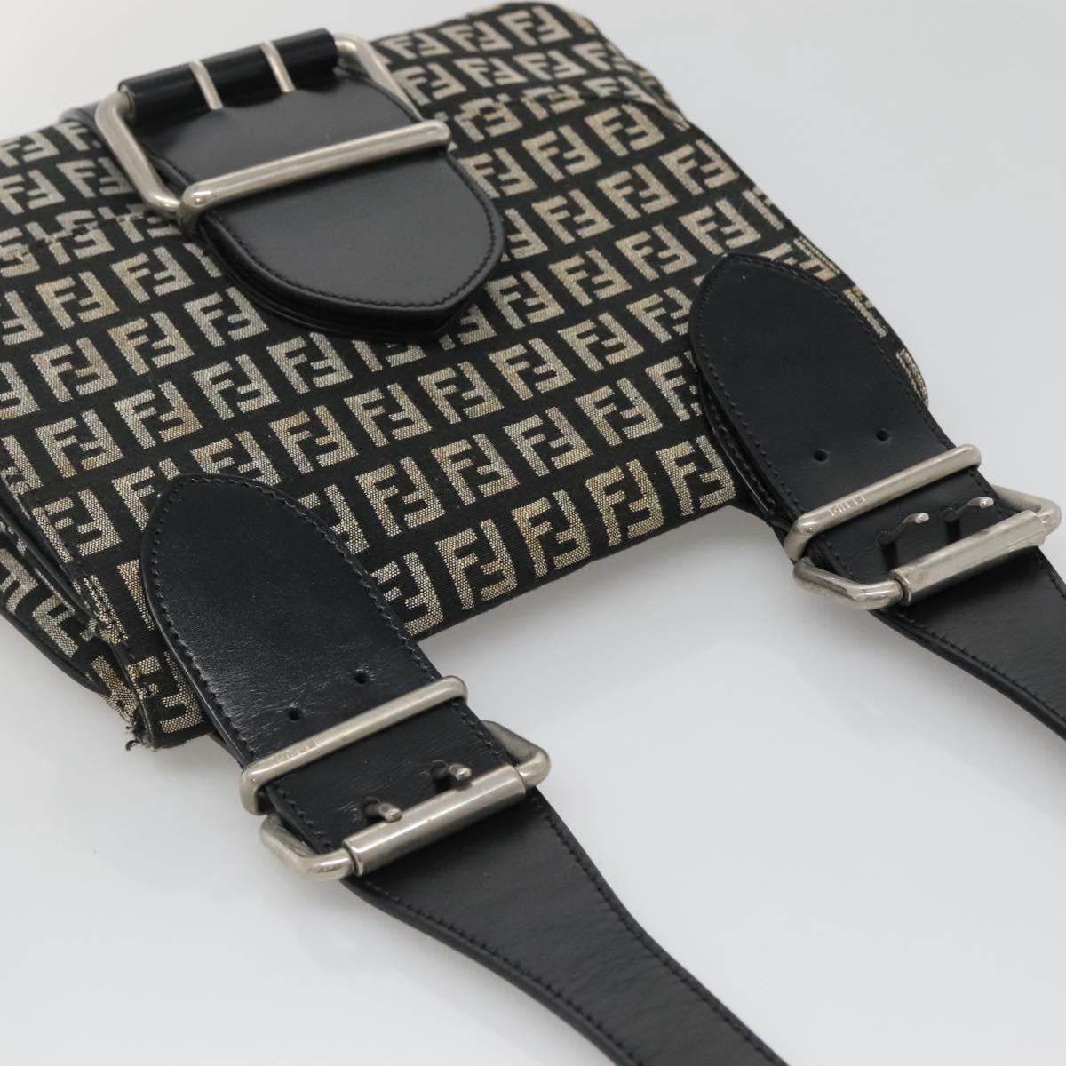Fendi Buckle Flap Shoulder Bag Zucchino Canvas Black Canvas Shoulder Bag Bag