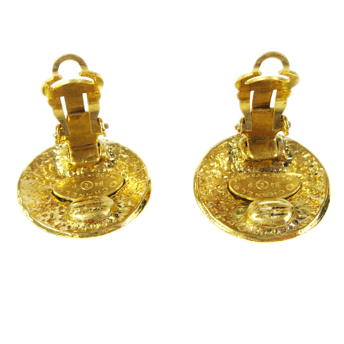 Chanel Cc Button Clip-On Earrings Metal Gold Gold_Plated Earrings Jewelry