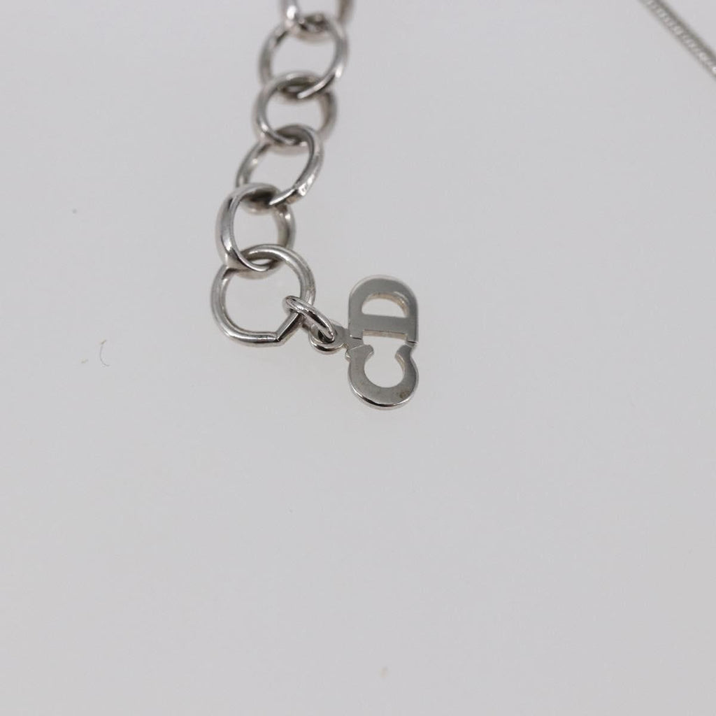 Christian Dior Bow Cd Pendant Necklace Metal With Crystal Silver Metal Jewelry (Pre-Owned)