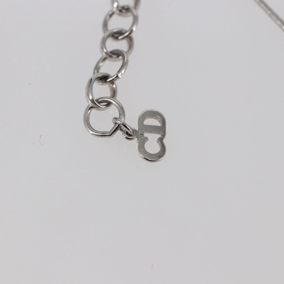 Christian Dior Bow Cd Pendant Necklace Metal With Crystal Silver Metal Jewelry (Pre-Owned)