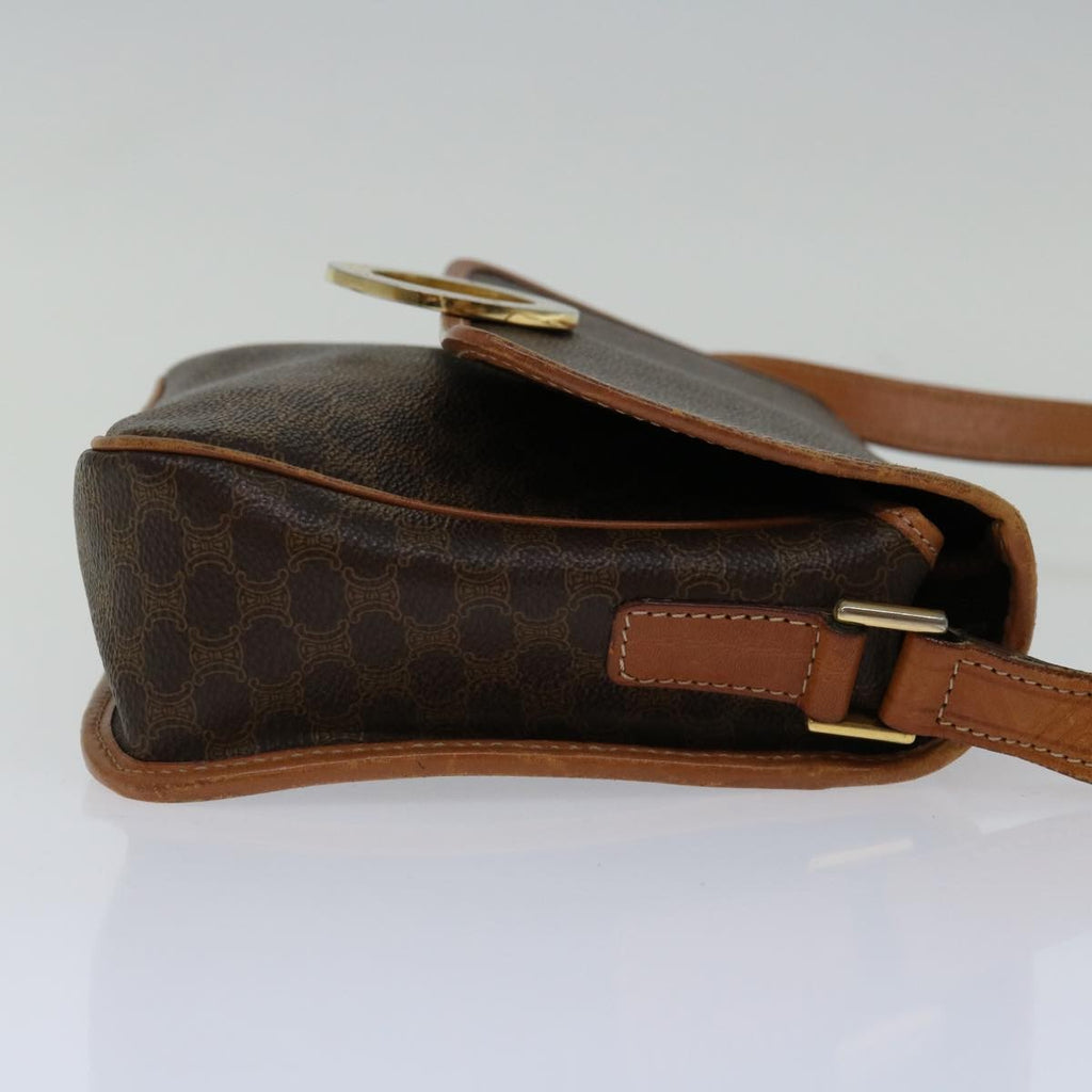 Celine Circle Logo Shoulder Bag Canvas Brown Pvc Shoulder Bag Bag