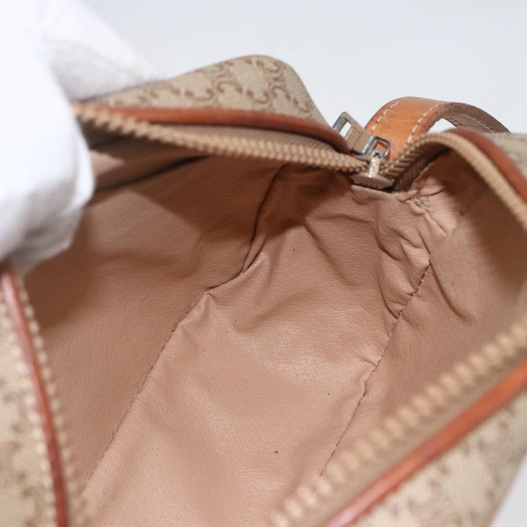 Celine Vintage Macadam Shoulder Bag Canvas And Leather Beige Canvas Shoulder Bag Bag