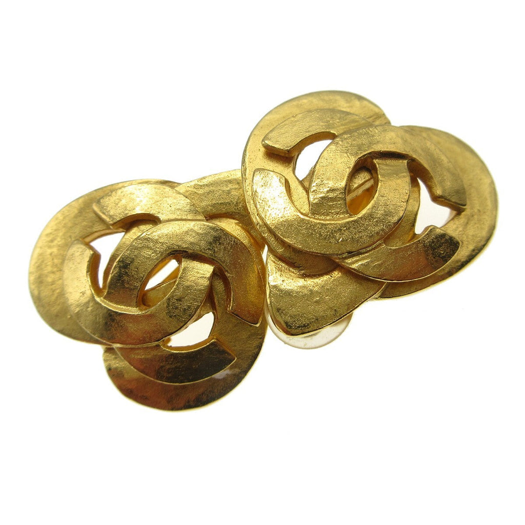 Chanel Cc Logo Heart Gold-Plated Gold Gold_Plated Earrings Jewelry
