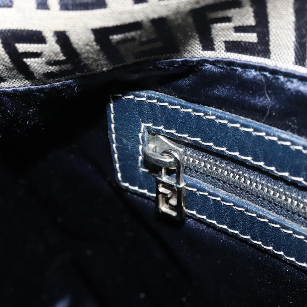 Fendi Mamma Baguette Zucchino Canvas Navy Canvas Shoulder Bag Bag