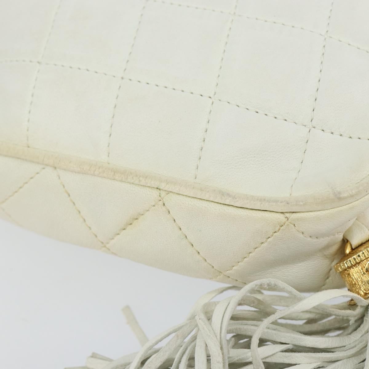 Chanel Vintage Diamond Tassel Crossbody Quilted Lambskin White Leather Clutche & Pouche Bag
