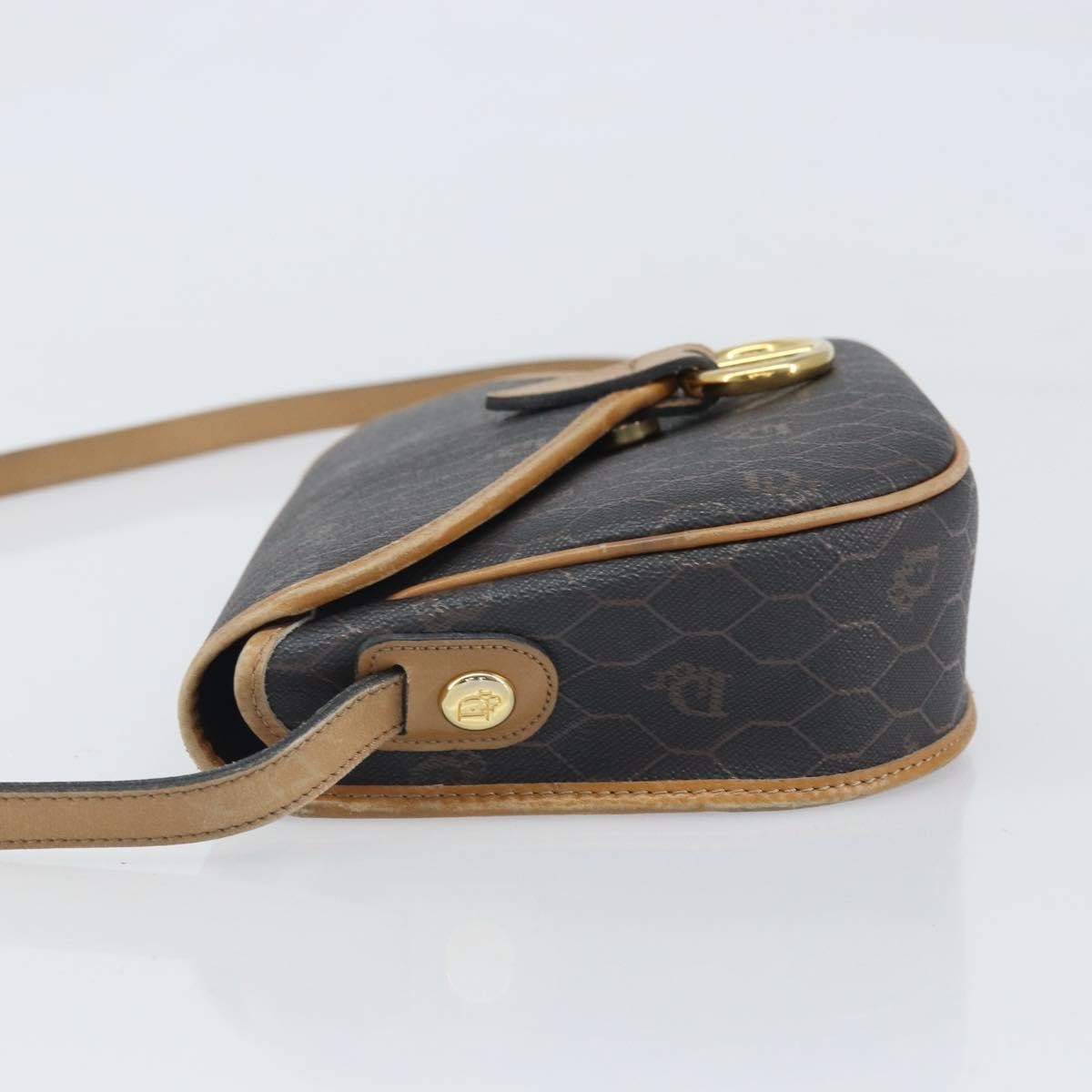 Christian Dior Vintage Honeycomb Shoulder Bag Canvas And Leather Black Canvas Shoulder Bag Bag (Pre-Owned)