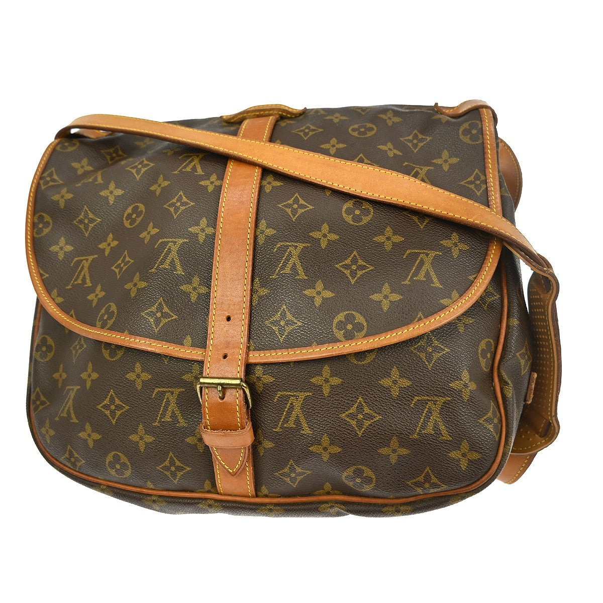 Louis Vuitton Saumur Handbag Monogram Canvas Brown Canvas Shoulder Bag