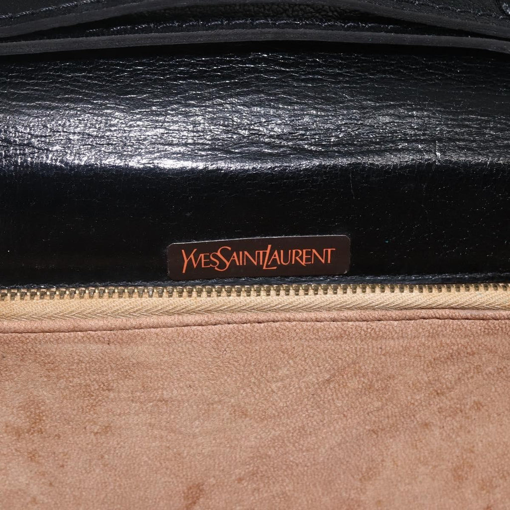 Saint Laurent Vintage Shoulder Bag Leather Black Leather Shoulder Bag Bag (Pre-Owned)