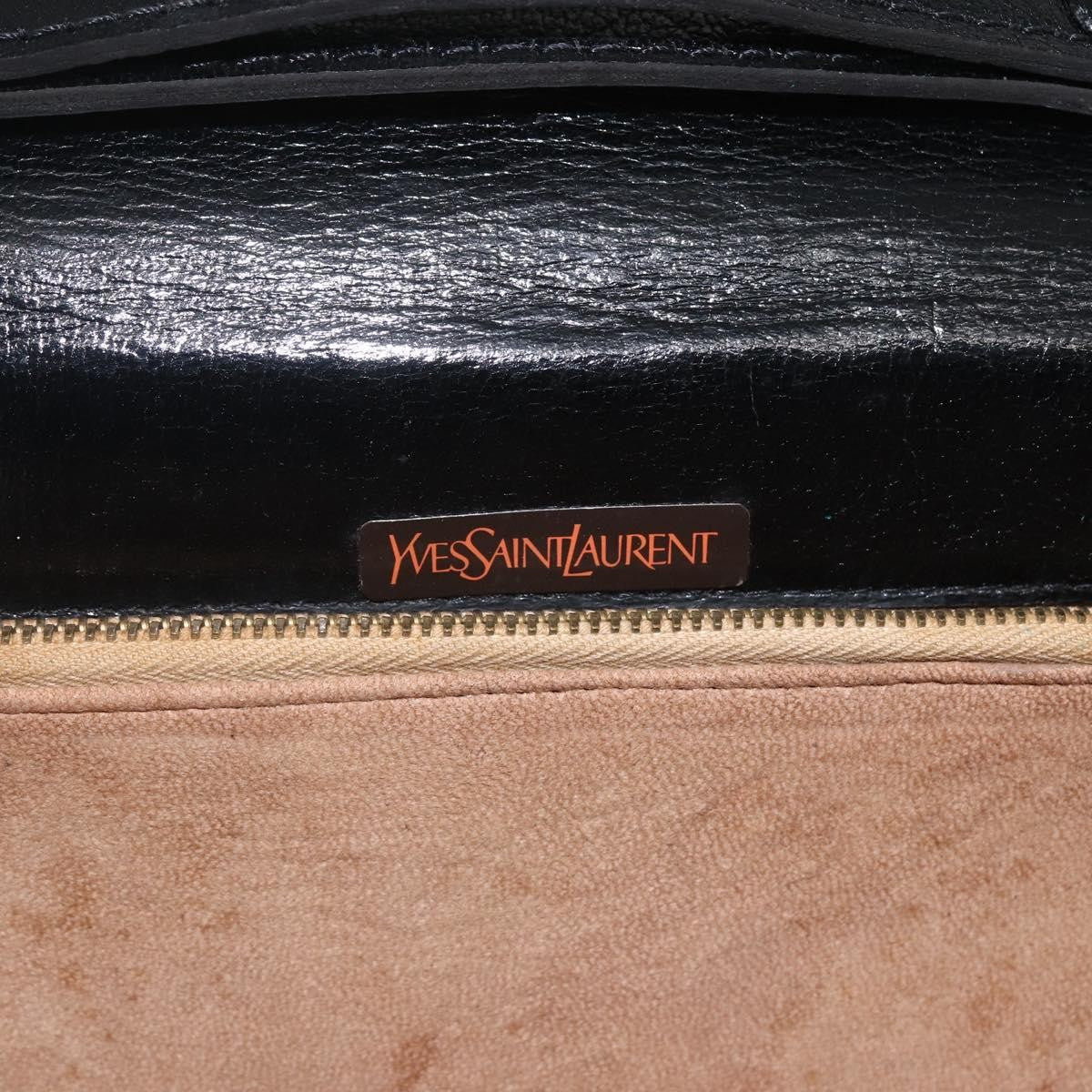 Saint Laurent Vintage Shoulder Bag Leather Black Leather Shoulder Bag Bag (Pre-Owned)