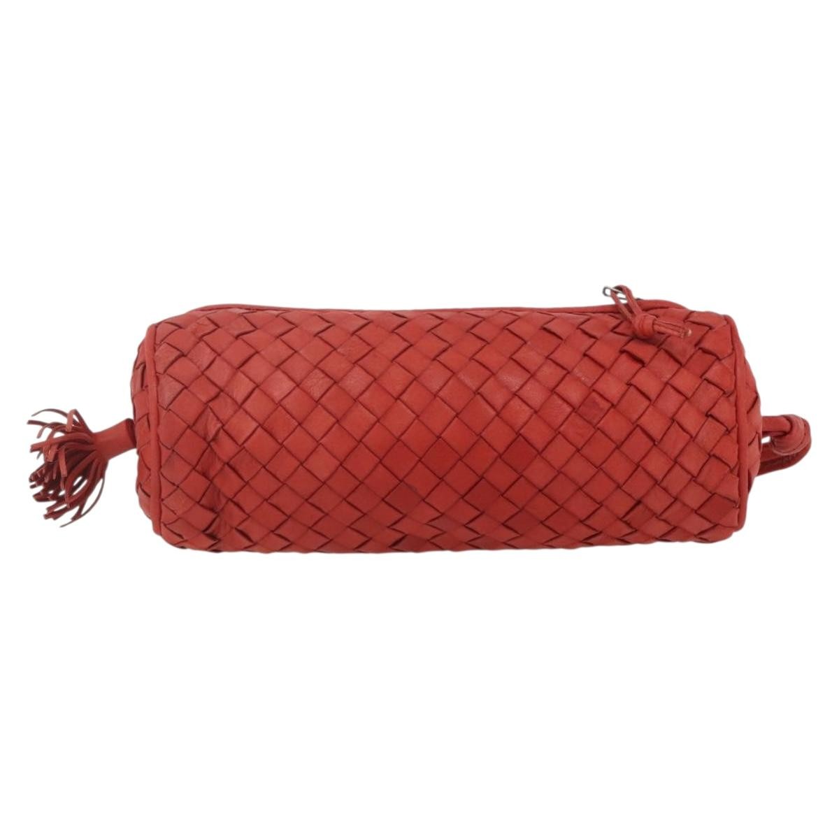 Bottega Veneta Intrecciato Clutch Bag Leather Red Leather Clutche & Pouche Bag