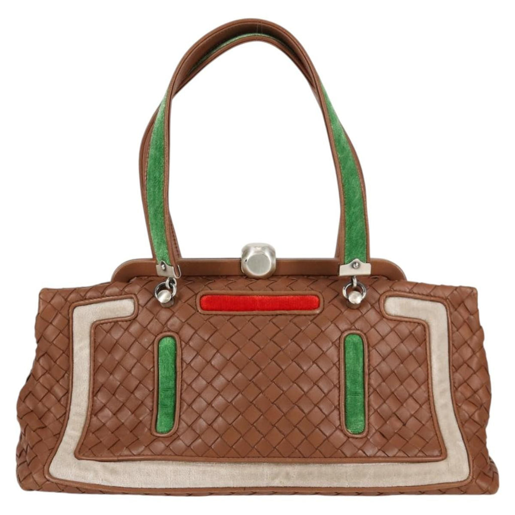 Bottega Veneta Intrecciato Leather Brown Leather Handbag