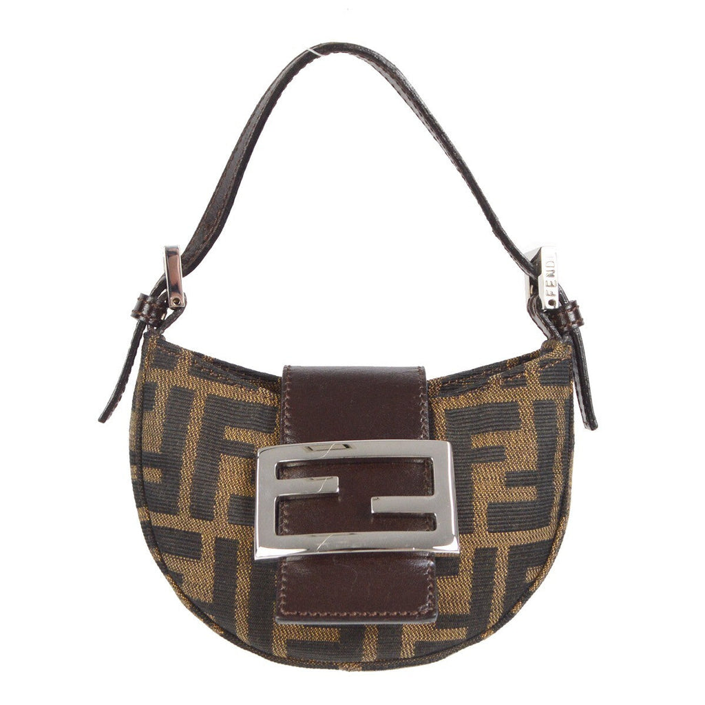 Fendi Vintage Croissant Bag Zucca Canvas Brown Canvas Handbag