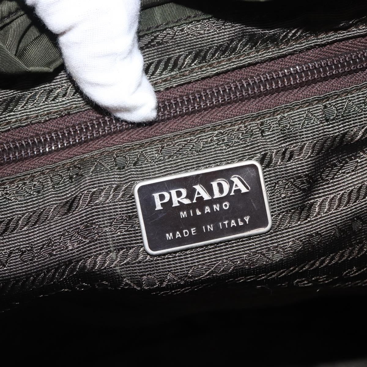 Prada Double Front Pocket Backpack Tessuto Khaki Nylon Backpack Bag
